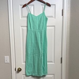 J. Crew Mint Green Midi Dress with Spaghetti Straps
